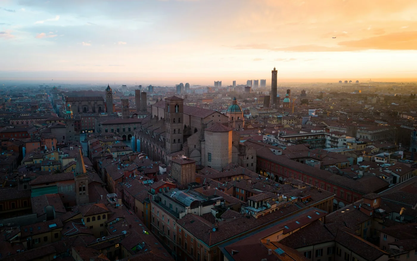 Bologna skyline at sunset