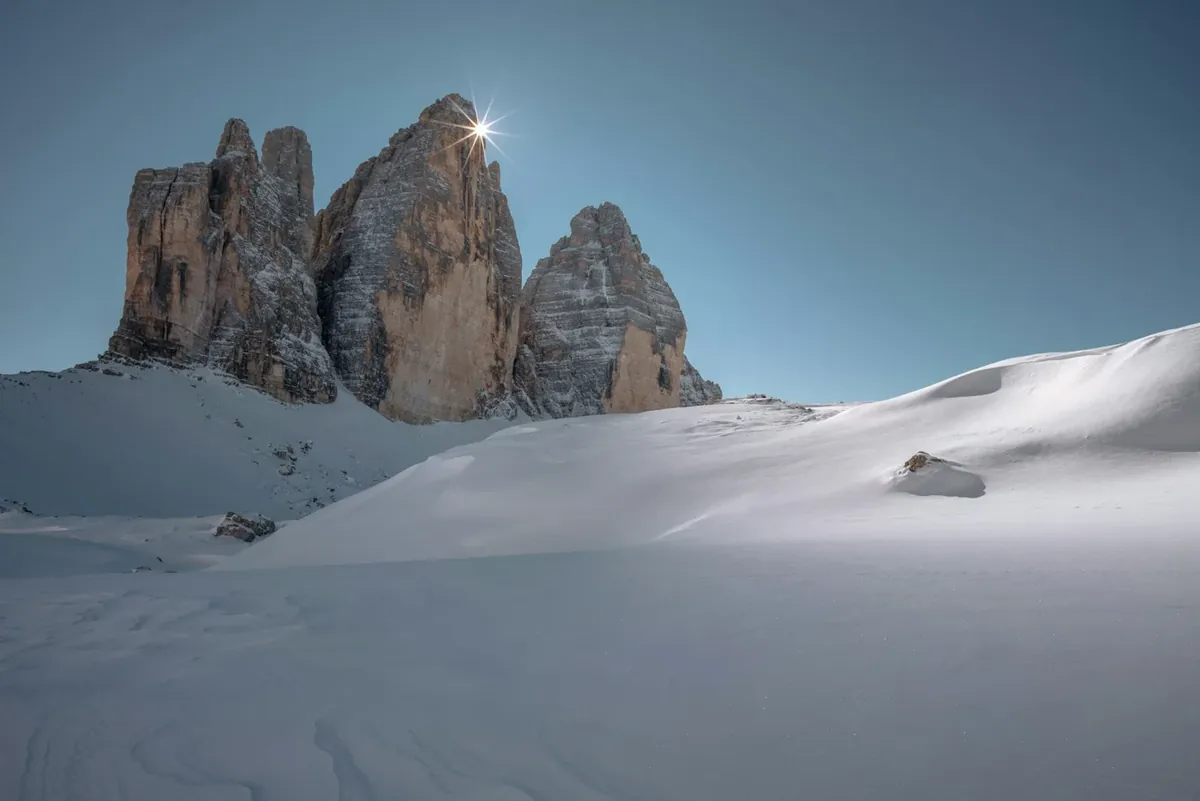 Snow-capped peaks of the Dolomites